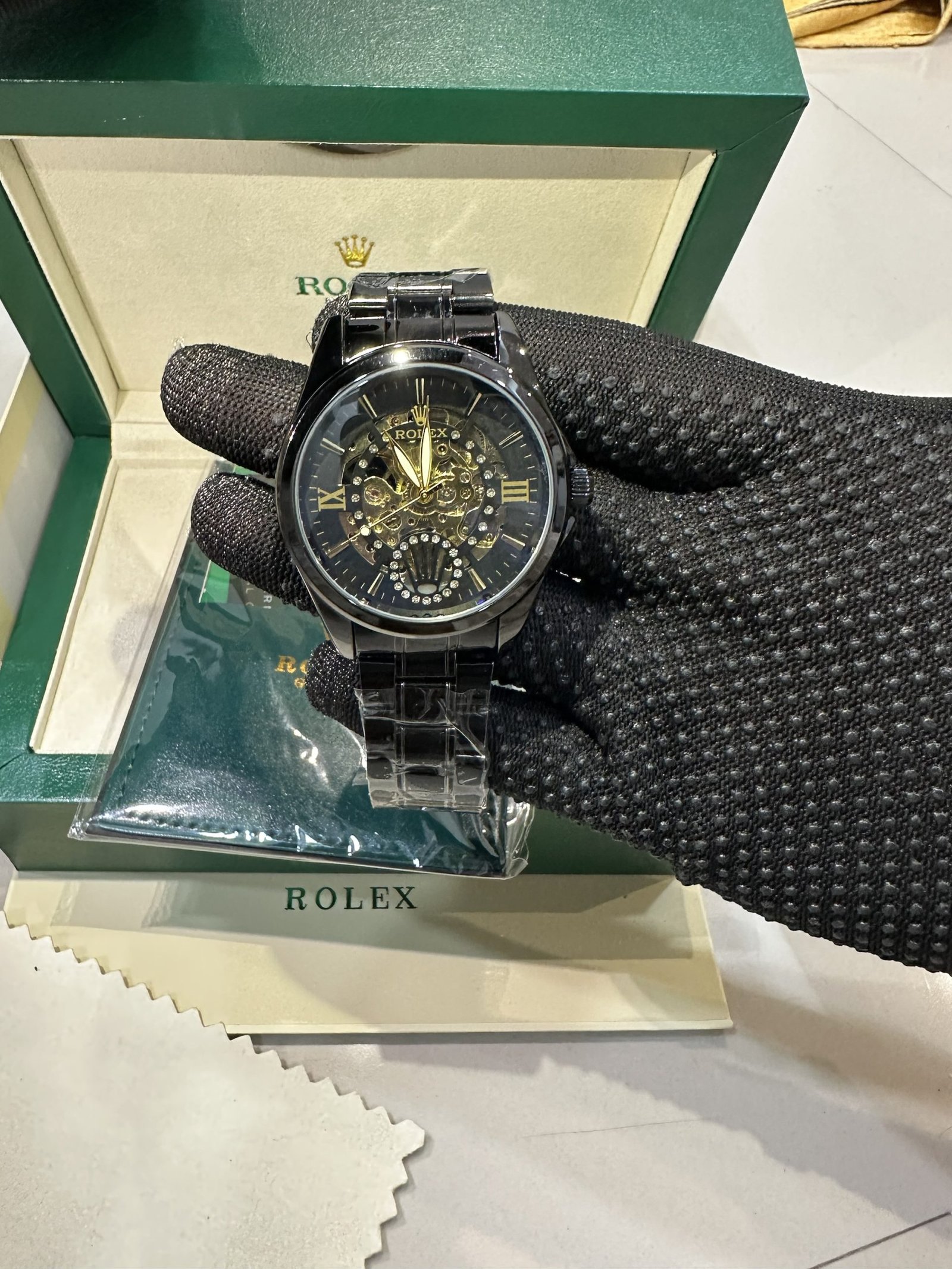 ROLEX AUTOMATIC FULL BLACK PREMIUM QUALITY WATCH WITH OG BOX