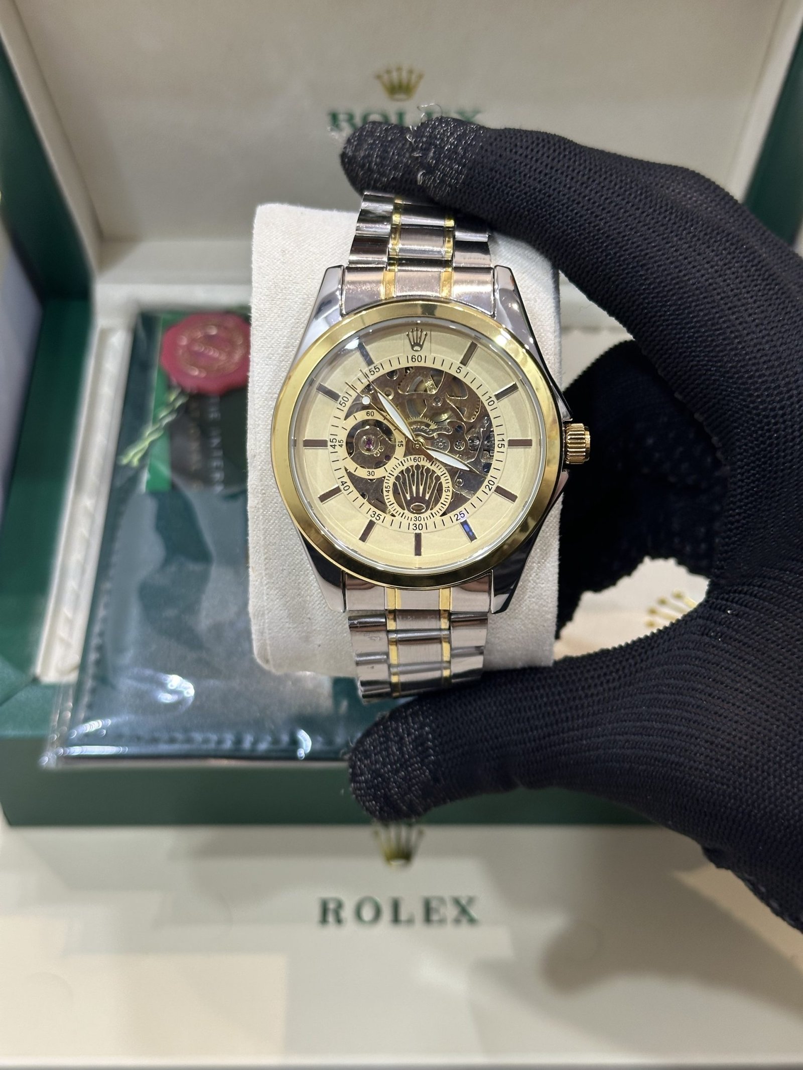 ROLEX AUTOMATIC DUALTONE PREMIUM QUALITY WATCH WITH OG BOX