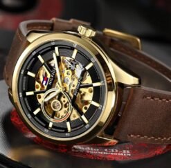 Tommmy Hilfiger Automatic Leather DarkBrown-Gold-Black