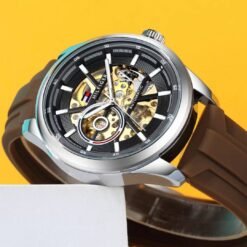 Tommmy Hilfiger Automatic Silicon Brown-Silver-Black